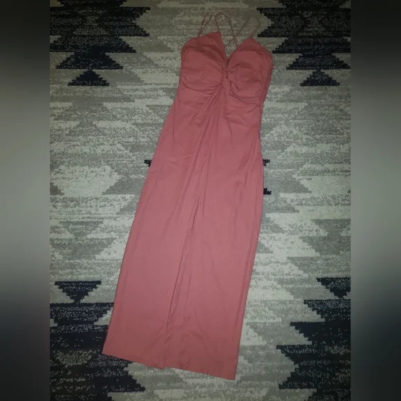 Zara Knotted Linen Blend Pink Dress Size M